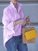 Elegant Solid Color Draped Blouse