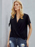 Elegant Solid Color Draped Blouse