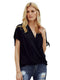 Elegant Solid Color Draped Blouse