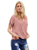 Elegant Solid Color Draped Blouse