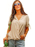 Elegant Solid Color Draped Blouse