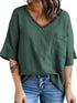 Casual V-Neck Top with Half Sleeves