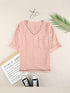 Casual V-Neck Top with Half Sleeves