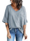 Casual V-Neck Top with Half Sleeves