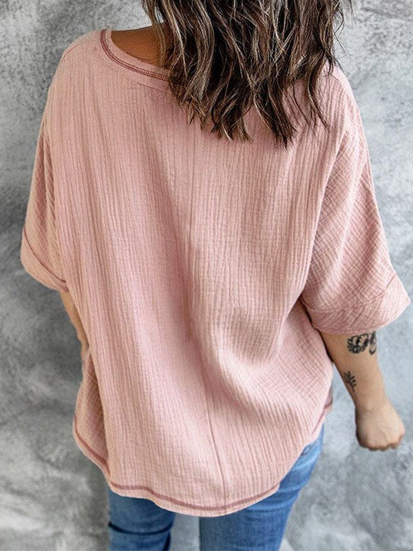 Women's Cotton V-Neck T-Shirt with Pocket
