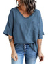 Women's Cotton V-Neck T-Shirt with Pocket
