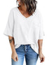 Casual V-Neck Top with Half Sleeves