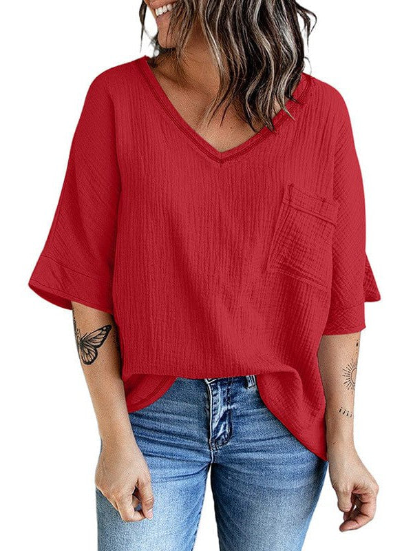 Relaxed Fit V-Neck T-Shirt with Pocket