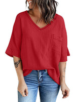 Relaxed Fit V-Neck T-Shirt with Pocket