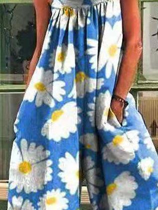Floral Print Wide Leg Jumpsuit for Women
