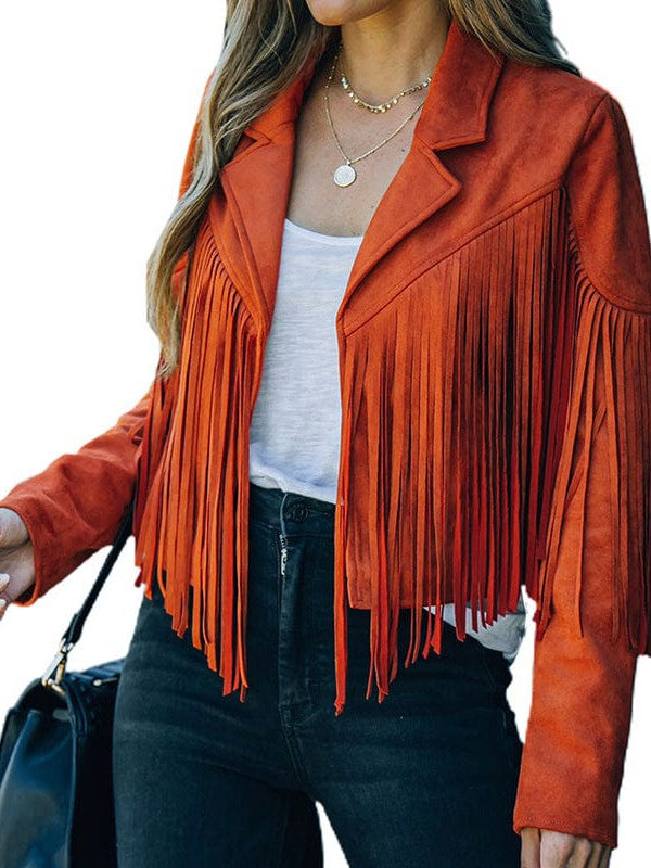 Women's Tassel Detail Suede Jacket