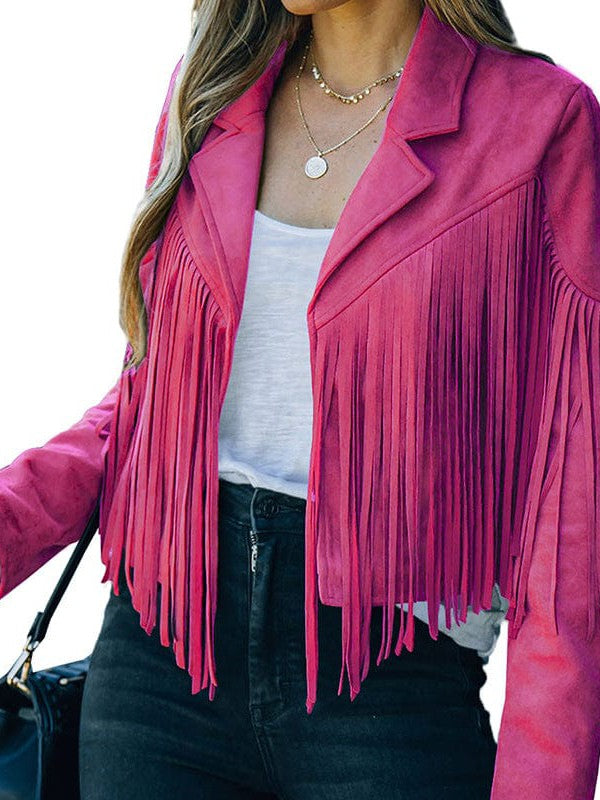 Women's Tassel Detail Suede Jacket