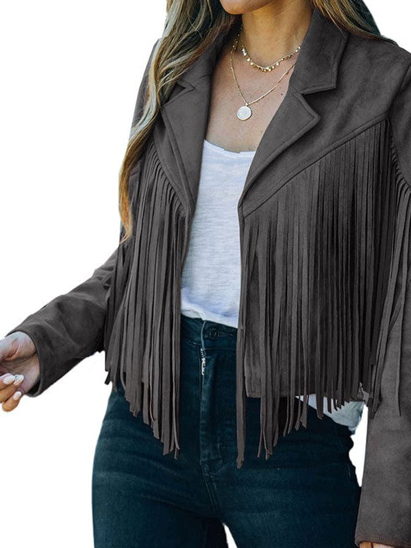 Women's Tassel Detail Suede Jacket