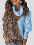 Long Sleeve Color Block Sweater with Lace Sleeves