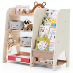 Wooden Montessori Shelves for Toddler 2in1: Bookshelf & Toy Shelving