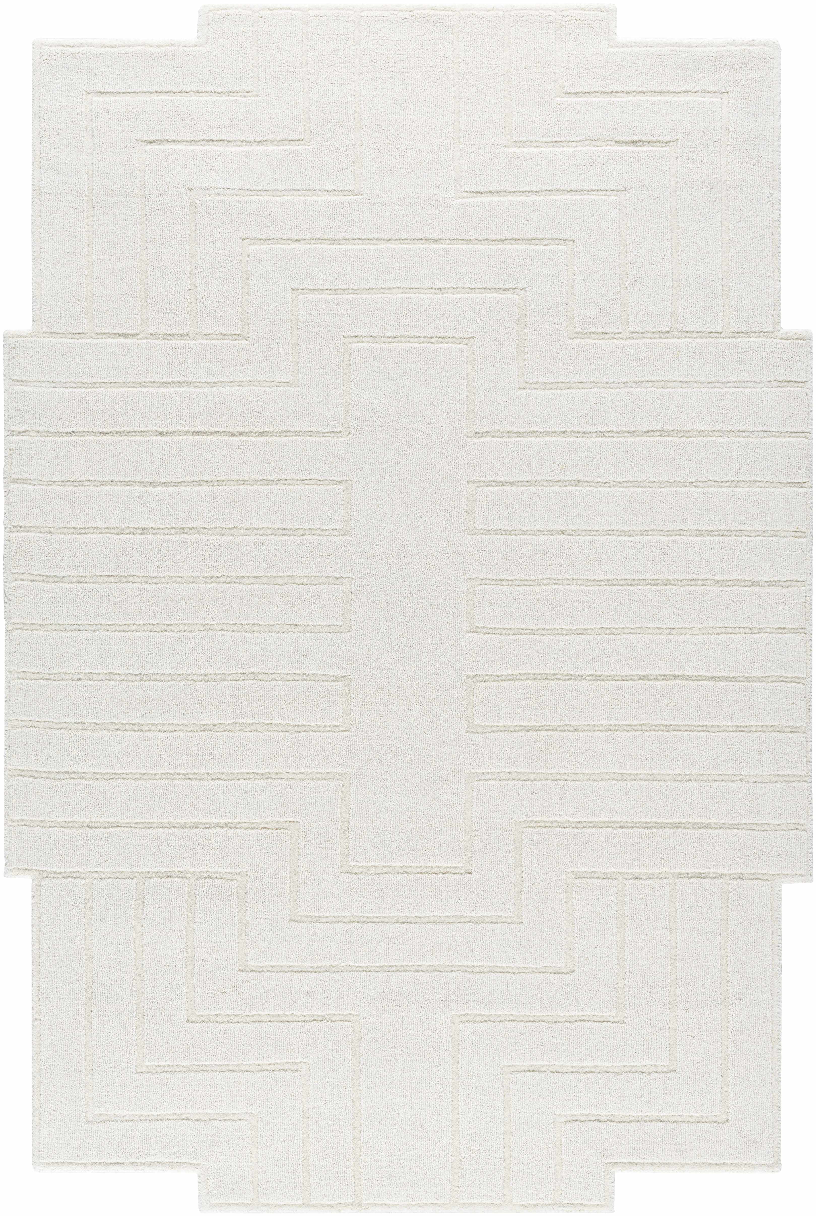 Yavor White Geometric Area Rug