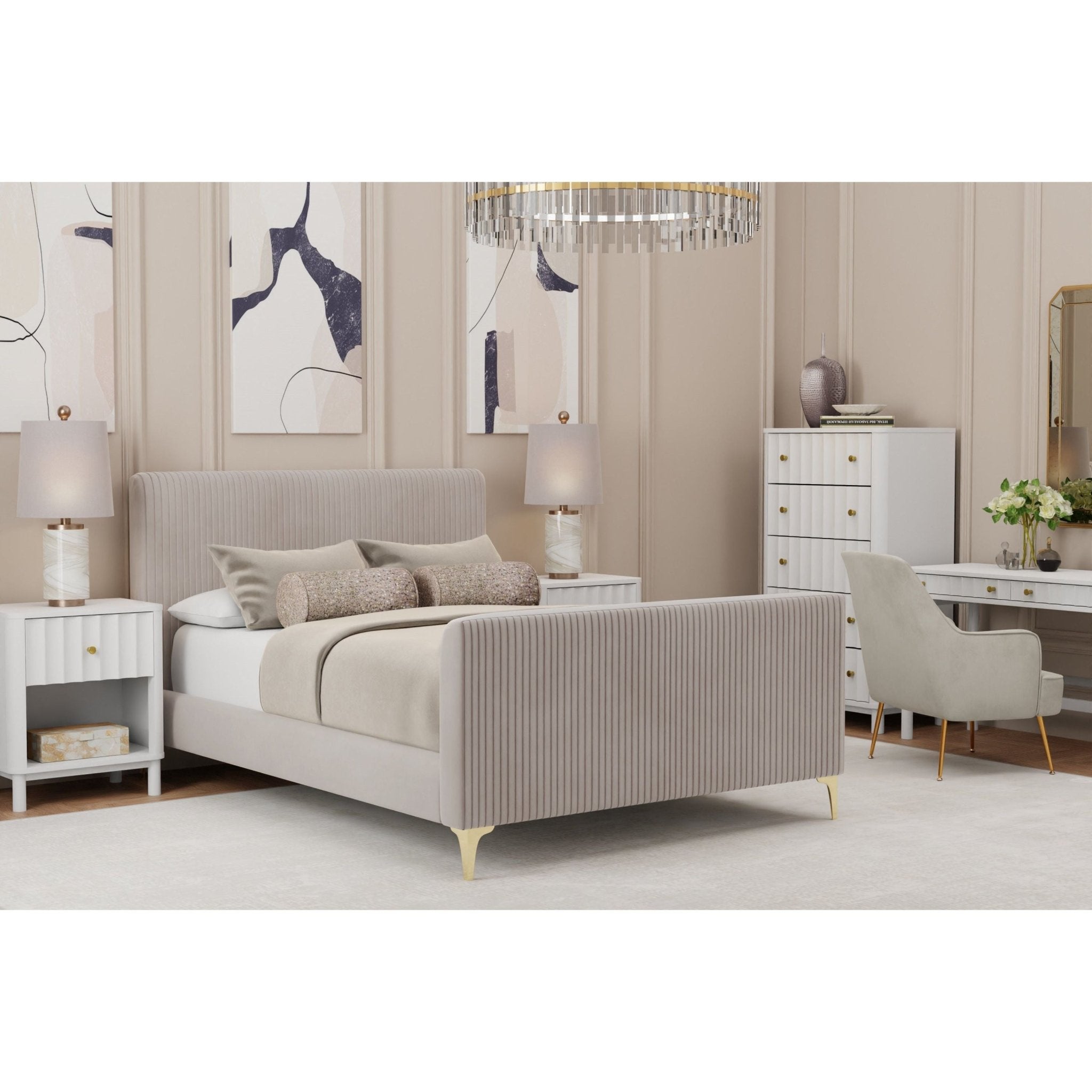 Cama de plataforma Zaldy, gris claro