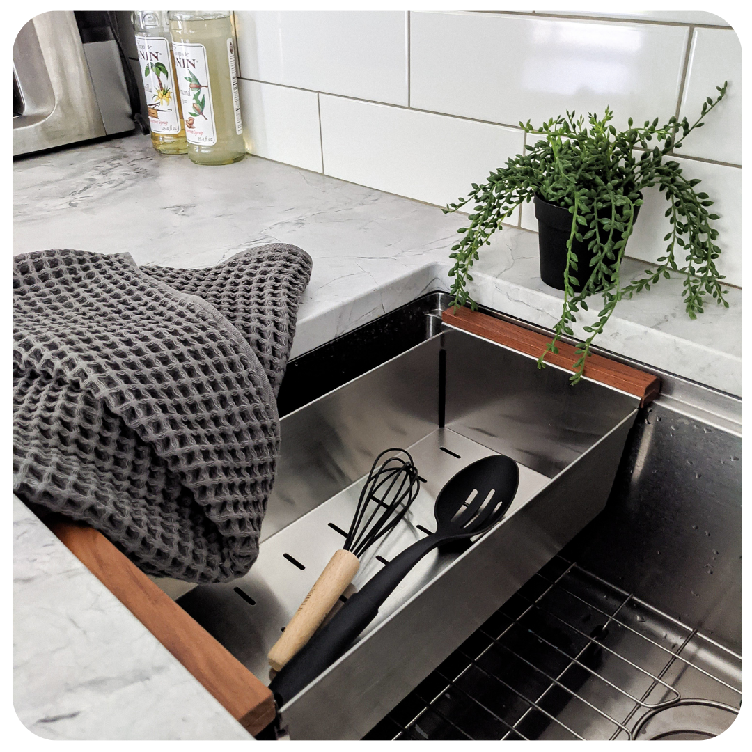 Fregadero de cocina de acero inoxidable de 32 x 19 pulgadas con doble cubeta empotrable/bajo encimera Zeek, con 50/50 cuencos y accesorios ZH-LD50
