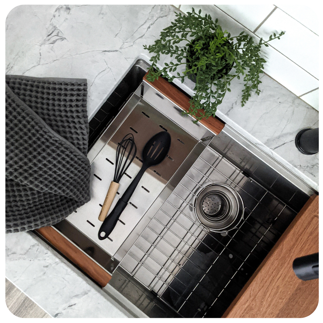 Fregadero de cocina de un solo tazón para empotrar/bajo encimera Zeek de 32