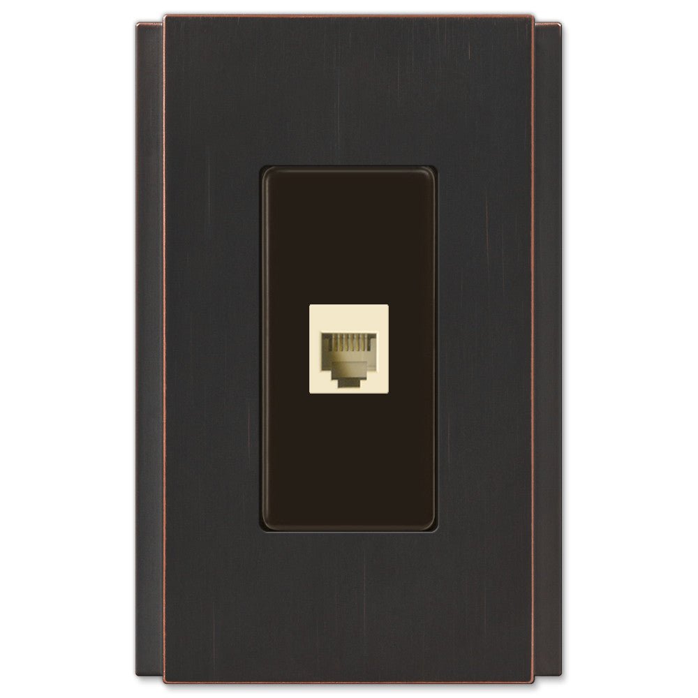 Placa de pared de bronce envejecido sin tornillos Zen - 1 toma de teléfono
