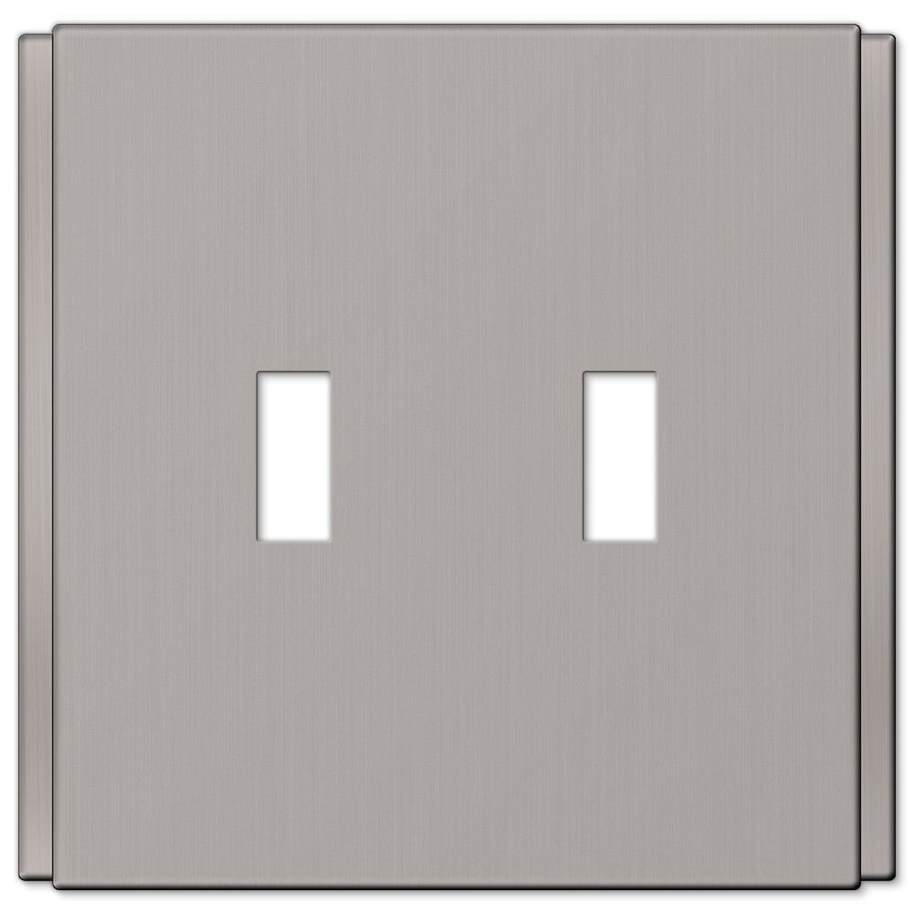 Zen Screwless Brushed Nickel Cast - 2 Toggle Wallplate