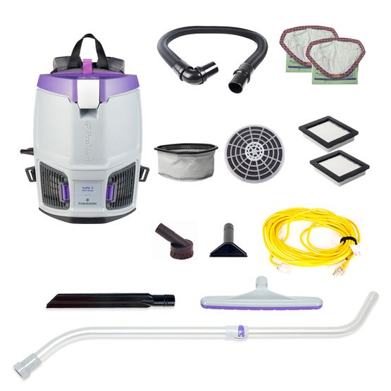 ProTeam 107713 GoFit 3, 3 qt. Backpack Vacuum with Xover Multi-Surface Telescoping Wand Tool Kit