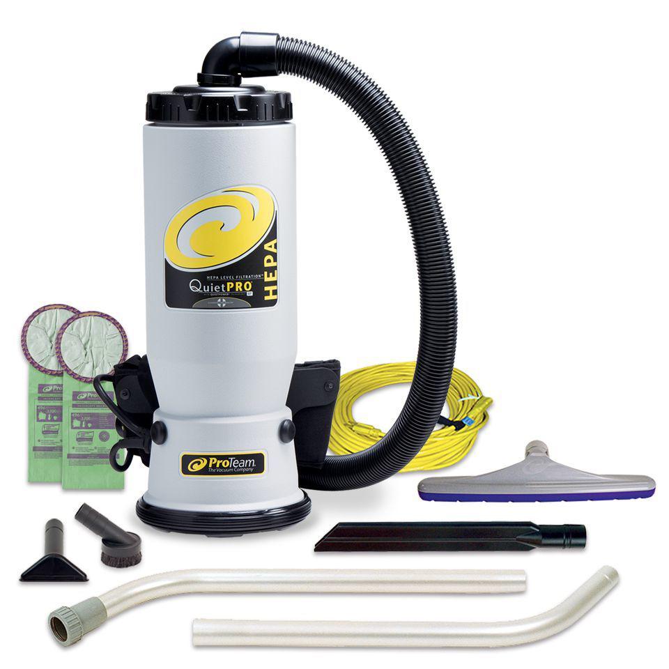 Proteam 107146 QuietPro BP HEPA 6 qt. Backpack Vacuum with Xover Multi-Surface Telescoping Wand Tool Kit