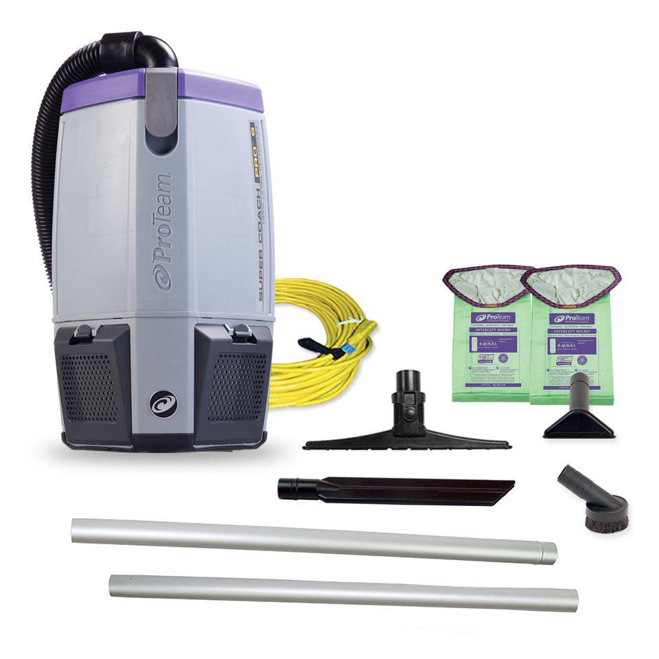 Proteam 107343 Super Coach Pro 6, 6 qt. Backpack Vacuum with 15" Carpet Sidewinder Tool Kit