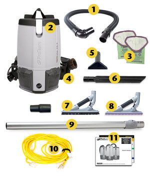 Proteam 107613 ProVac FS 6, 6 qt. Backpack Vacuum w/ ProBlade Hard Surface & Carpet Floor Tool Kit