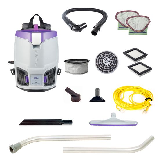 ProTeam 107714 GoFit 3, 3 qt. Backpack Vacuum with Xover Multi-Surface Two-Piece Wand Tool Kit