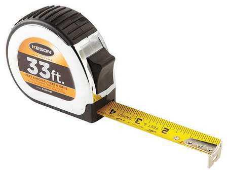 Keson PG181033 33' x 1 inch Measuring Tape FT., 1-10, 1-100 & FT., 1-8, 1-16