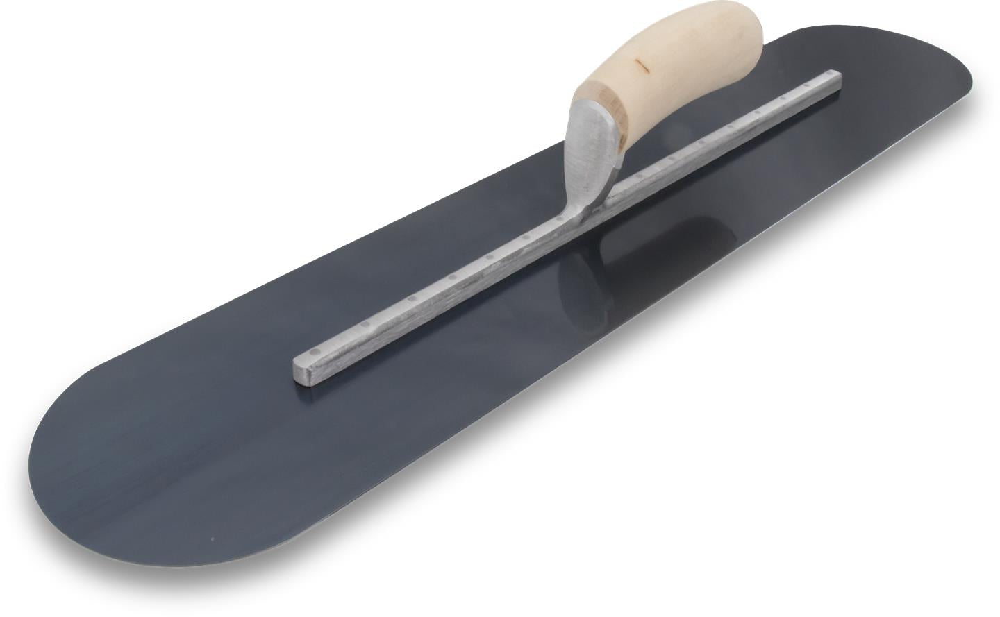 Marshalltown 13536 20 X 4 Blue Steel Finishing Trowel-Fully Rounded Curved Wood Handle
