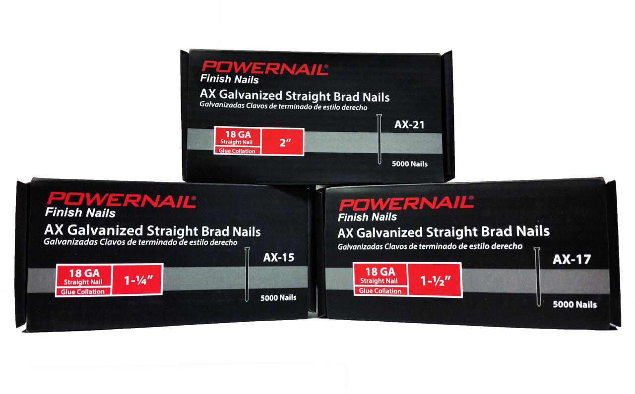 Powernail AX-17 1-1-2" 18GA. Brad Nail Straight (5,000-Box)