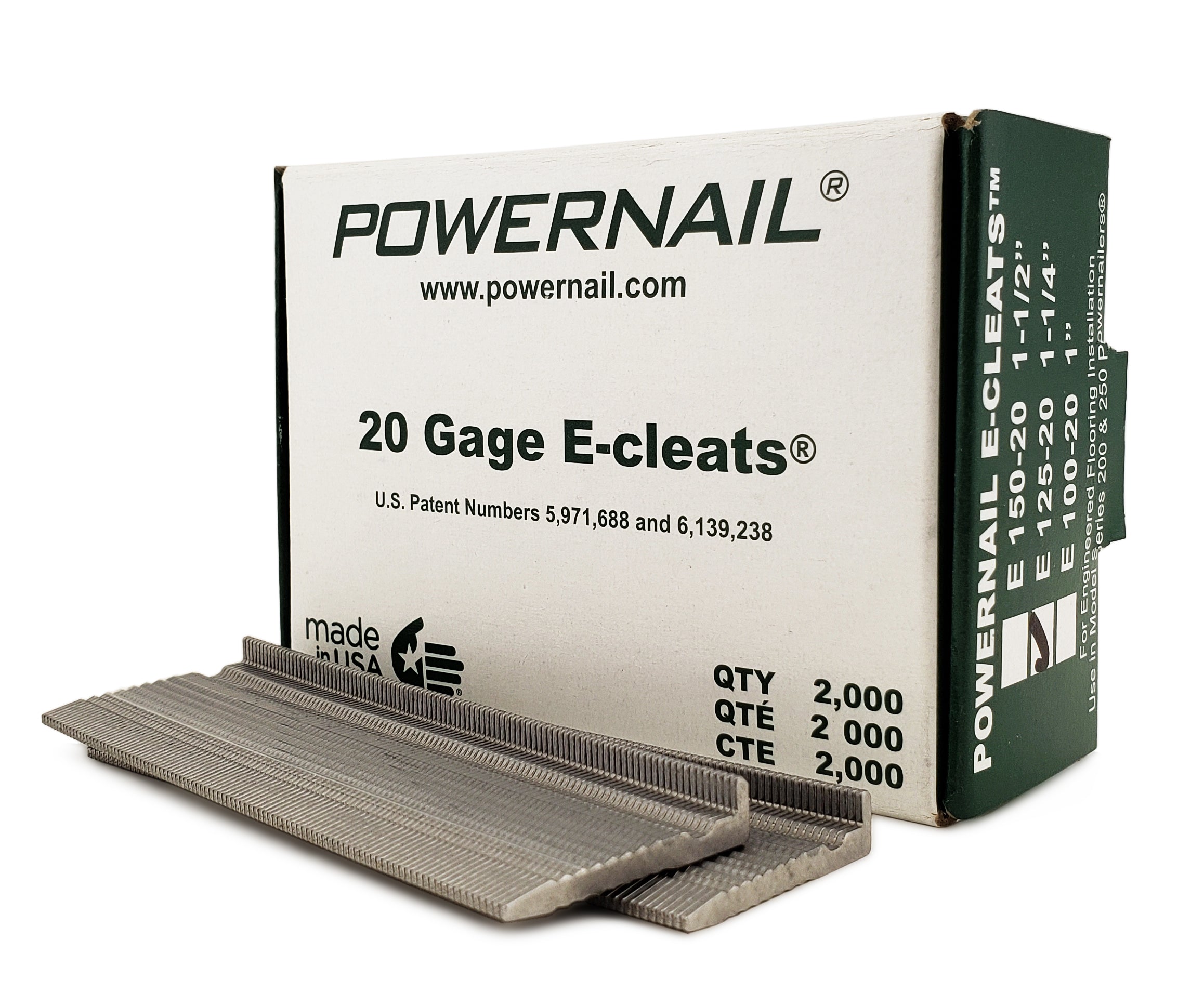 Powernail E10020 1 Inch E Cleat  20 GA. Flooring Nails 2,000 nails