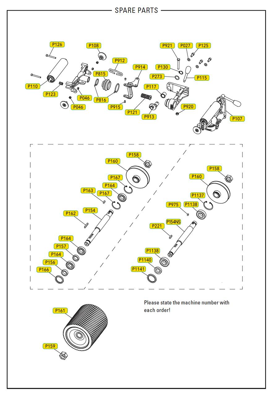 Lagler Hummel Floor Sander P110 Roller Top With Axle Assembly