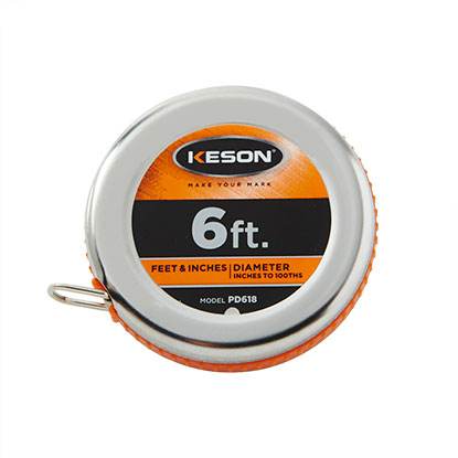 Keson PD618 6' x 1-4 Inch Diameter Tape FT., IN., 1-8, 1-16 -inches IN PI TO THE 100THS