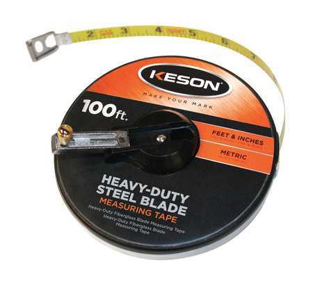 Keson ST10018M 100' Ft, In, 1-8 And Metric Painted Steel Tape Closed Case with Hook