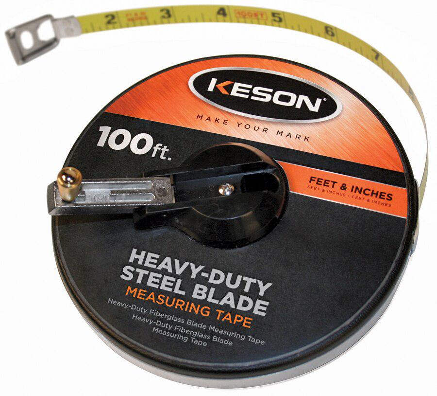 Keson ST10018 100' Ft, In, 1-8 Painted Steel Tape Closed Case with Hook