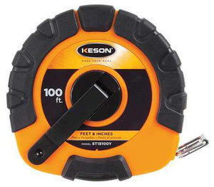 Keson ST18100Y 100 Ft. Ft, In, 1-8 Nylon Coated Steel Tape With Hook