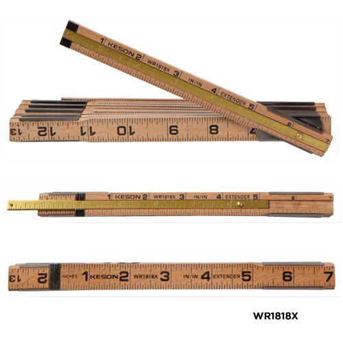 Keson WR18M 6 Ft Folding Wood Rule ft, in, 1-8, 1-16 & m, cm, mm