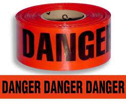 Danger Danger Danger (3 IN X 500 FT Red Poly) Enforced Barricade Tape