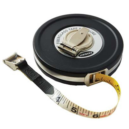 Keson MC1050 50 Ft. Ft, 1-10, 1-100 Fiberglass Tape Measure Closed Case