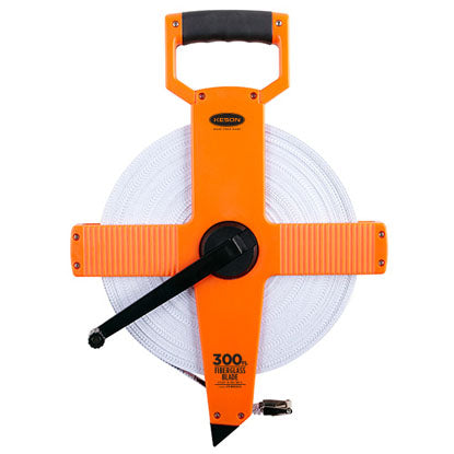 Keson OTR10M300 300Ft. Ft, 1-10, 1-100 & 100M Metric Fiberglass Tape Measure With Hook