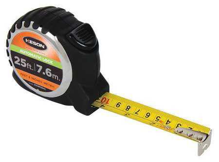 Keson PG18M25AL 25' x 1 inch Measuring Tape FT, 1-8, 1-16 & CM, MM Autolock