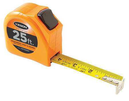Keson PGT181025V 25' x 1 inch Measuring Tape FT, 1-8, 1-16 & FT., 1-10, 1-10