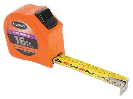 Keson PGTFD16V 16' x 1 inch Measuring Tape FT, 1-8, 1-16 & Fractional Decimal