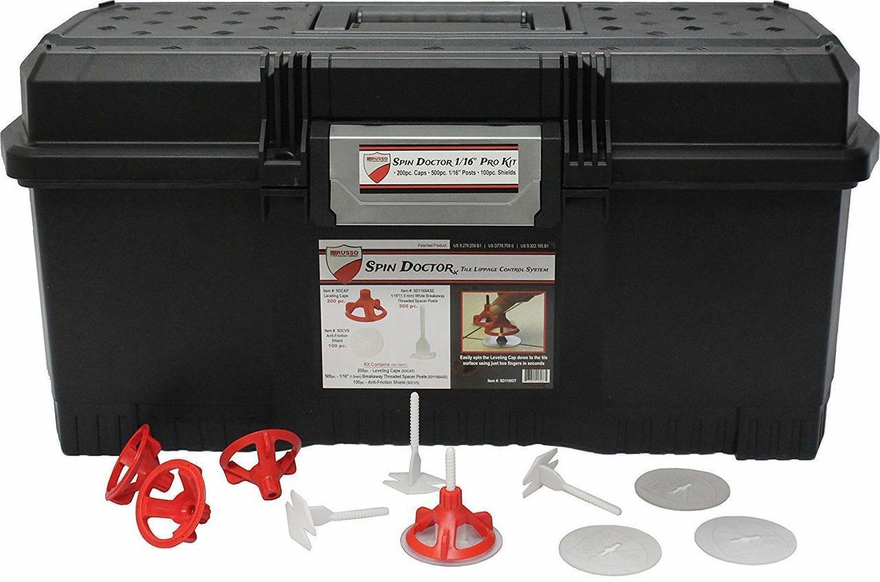 RTC Products SD116KIT Spin Doctor 1-16" Pro Tile Kit (200 Caps, 500 1-16" Threaded Posts, 100 Clear View Shields included in tool box)